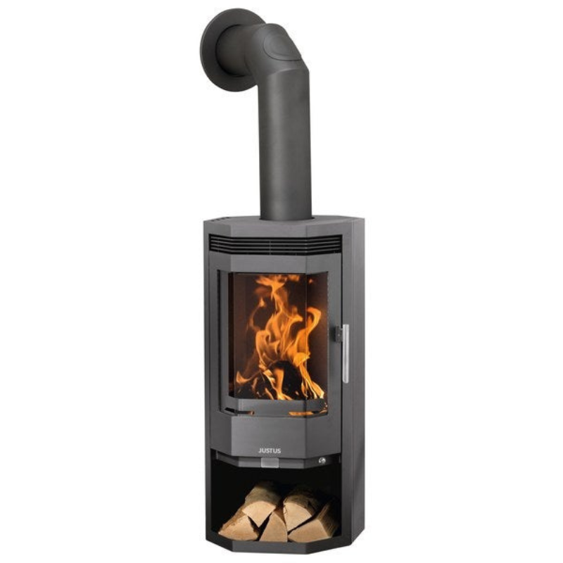 Poêle à bûche Justus Usedom porte Fonte Gris, 5 kW