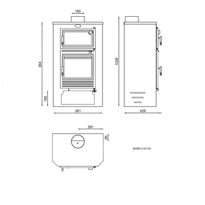 Poêle à bois M-104 avec quatre Surround FM
